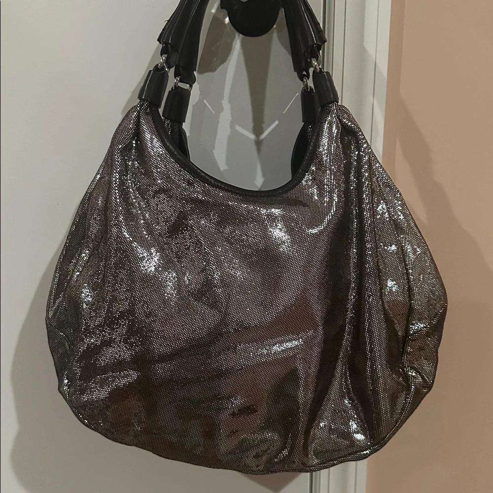 Rare Vintage Kate Spade Metallic Silver Hobo Bag - EUC!